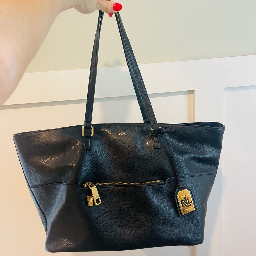 Ralph Lauren Black Leather Tote